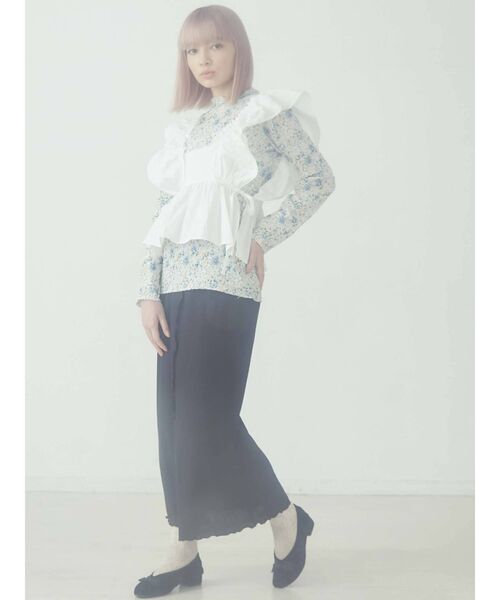 merry jenny(メリージェニー)の「【セットアップ】mellowサテンコンビリブロングスカート(スカート・レディース・ブラック/ベージュ/ブルー・FREE)」の13枚目の写真