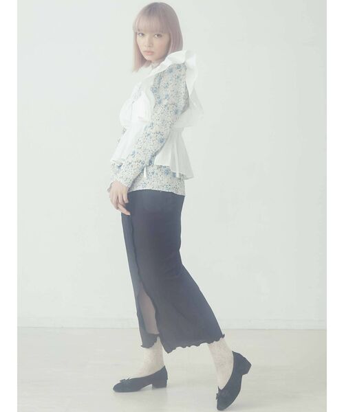 merry jenny(メリージェニー)の「【セットアップ】mellowサテンコンビリブロングスカート(スカート・レディース・ブラック/ベージュ/ブルー・FREE)」の19枚目の写真