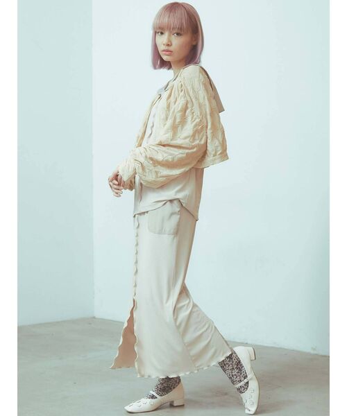 merry jenny(メリージェニー)の「【セットアップ】mellowサテンコンビリブロングスカート(スカート・レディース・ブラック/ベージュ/ブルー・FREE)」の20枚目の写真