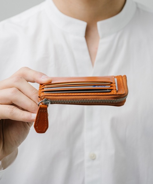 MURA（ムラ）の「イタリアンレザー 本革 薄型 ＹＫＫ L字 ファスナー フラグメントケース（カードケース・メンズ・ネイビー/ダークブラウン/キャメル/グリーン/ブラック・FREE）」の11枚目の写真