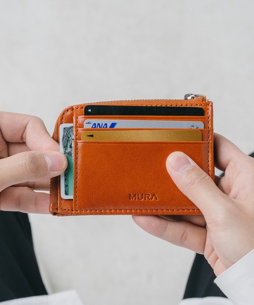 MURA（ムラ）の「イタリアンレザー 本革 薄型 ＹＫＫ L字 ファスナー フラグメントケース（カードケース・メンズ・ネイビー/ダークブラウン/キャメル/グリーン/ブラック・FREE）」の8枚目の写真