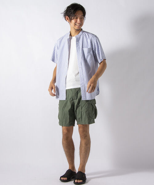 NOLLEY'S goodman(ノーリーズグッドマン)の「ベーシックスタンドカラー バンドカラー 半袖シャツ (※ON/OFFで使える万能なトレンドアイテム)(シャツ/ブラウス・メンズ・ホワイト系その他4/ブラウン系その他/ブラウン系その他3・SMALL/MEDIUM/LARGE/X-LARGE)」の4枚目の写真