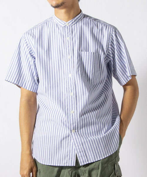 NOLLEY'S goodman(ノーリーズグッドマン)の「ベーシックスタンドカラー バンドカラー 半袖シャツ (※ON/OFFで使える万能なトレンドアイテム)(シャツ/ブラウス・メンズ・ホワイト系その他4/ブラウン系その他/ブラウン系その他3・SMALL/MEDIUM/LARGE/X-LARGE)」の7枚目の写真