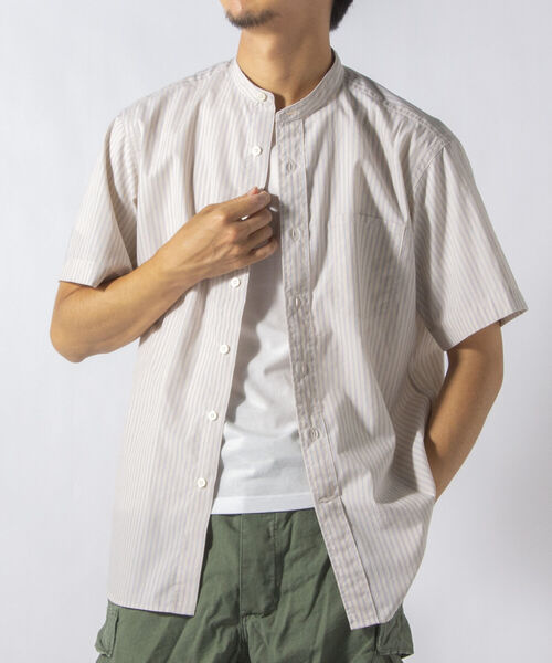 NOLLEY'S goodman(ノーリーズグッドマン)の「ベーシックスタンドカラー バンドカラー 半袖シャツ (※ON/OFFで使える万能なトレンドアイテム)(シャツ/ブラウス・メンズ・ホワイト系その他4/ブラウン系その他/ブラウン系その他3・SMALL/MEDIUM/LARGE/X-LARGE)」の13枚目の写真