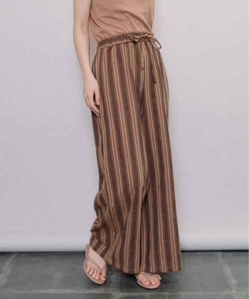 refinedworks（リファインドワークス）の「杢ストライプワイドPT（その他パンツ・レディース・ブラウン/グレー・FREE）」の2枚目の写真