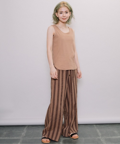 refinedworks（リファインドワークス）の「杢ストライプワイドPT（その他パンツ・レディース・ブラウン/グレー・FREE）」の3枚目の写真