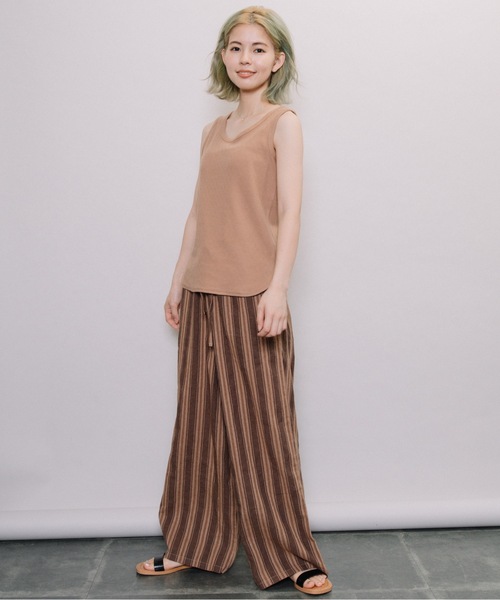 refinedworks（リファインドワークス）の「杢ストライプワイドPT（その他パンツ・レディース・ブラウン/グレー・FREE）」の4枚目の写真