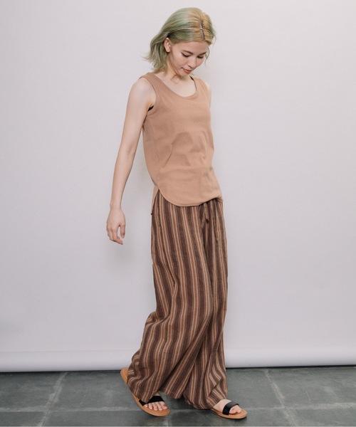 refinedworks（リファインドワークス）の「杢ストライプワイドPT（その他パンツ・レディース・ブラウン/グレー・FREE）」の5枚目の写真