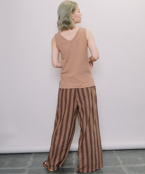 refinedworks（リファインドワークス）の「杢ストライプワイドPT（その他パンツ・レディース・ブラウン/グレー・FREE）」の6枚目の写真