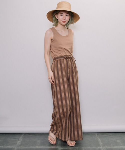 refinedworks（リファインドワークス）の「杢ストライプワイドPT（その他パンツ・レディース・ブラウン/グレー・FREE）」の7枚目の写真