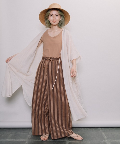 refinedworks（リファインドワークス）の「杢ストライプワイドPT（その他パンツ・レディース・ブラウン/グレー・FREE）」の10枚目の写真