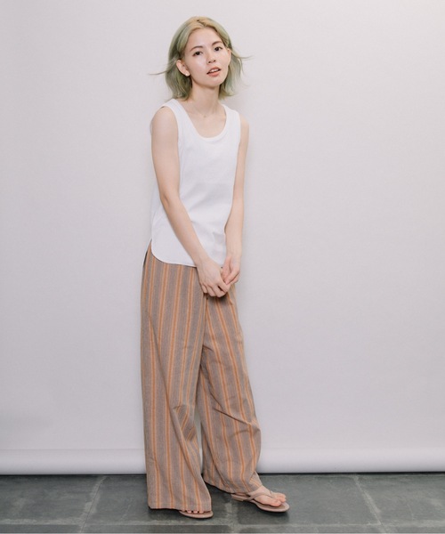 refinedworks（リファインドワークス）の「杢ストライプワイドPT（その他パンツ・レディース・ブラウン/グレー・FREE）」の12枚目の写真