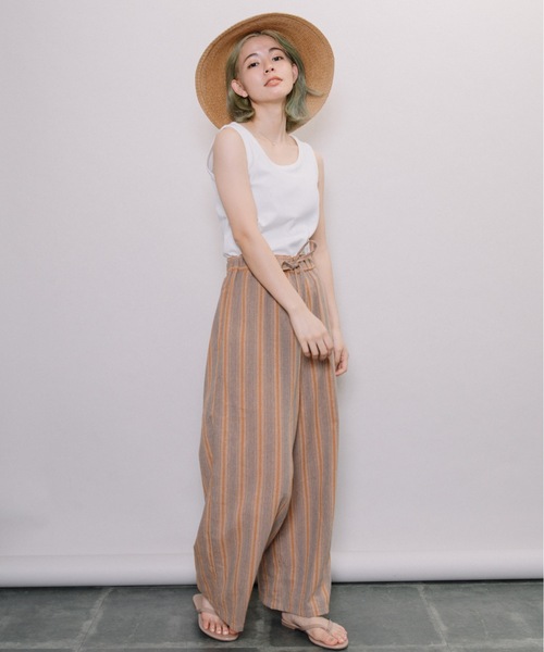 refinedworks（リファインドワークス）の「杢ストライプワイドPT（その他パンツ・レディース・ブラウン/グレー・FREE）」の14枚目の写真