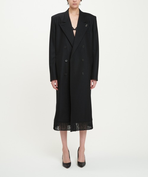 DRESSEDUNDRESSED（ドレスドアンドレスド）の「Fringe Double-Breasted Coat（チェスターコート・メンズ・ブラック・4/3/2）」の5枚目の写真