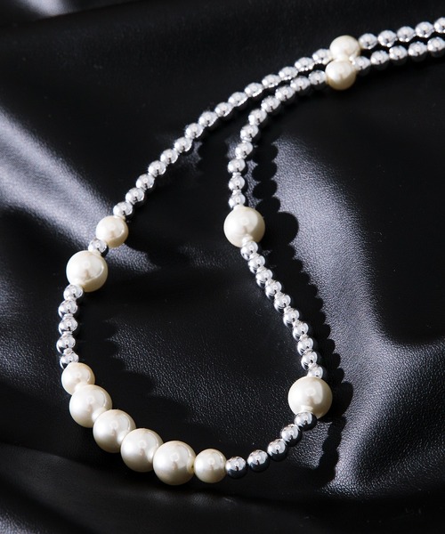 Adoon plain（アドーンプレーン）の「【Adoon plain】パールボールネックレス（ネックレス・メンズ・ライトグレー・FREE）」の4枚目の写真