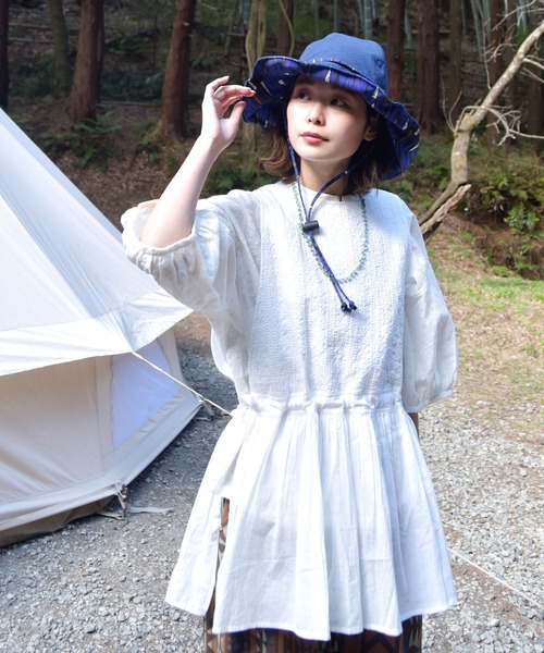 チャイハネ（チャイハネ）の「【チャイハネ】アフリカン幾何学柄リバーシブルハット（ハット・レディース・レッド/イエロー/ブルー・FREE）」の14枚目の写真