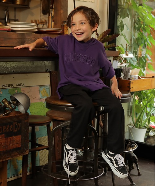 BABYDOLL（ベビードール）の「親子お揃い 5分袖 ロゴ パーカー 5445K ベビードール BABYDOLL ベビー キッズ 男の子 女の子（パーカー・キッズ・パープル/ストーン/ブラック・120cm/140cm/150cm/90cm/100cm/110cm/130cm/80ｃｍ）」の6枚目の写真