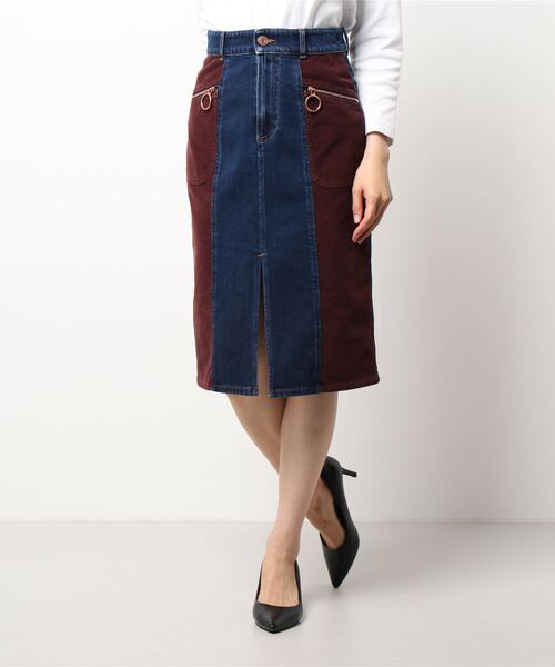 SEE BY CHLOE(シーバイクロエ)の「ペンシルスカート デニム&コーデュロイ(スカート・レディース・ブルー系その他・38/36)」の1枚目の写真