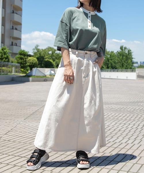 PairPair(ペアペア)の「クレリックバンドカラーT/リンクコーデ対応(ユニセックス)(Tシャツ/カットソー・レディース・ブルーグリーン/スミクロ/ライトベージュ・FREE)」の6枚目の写真