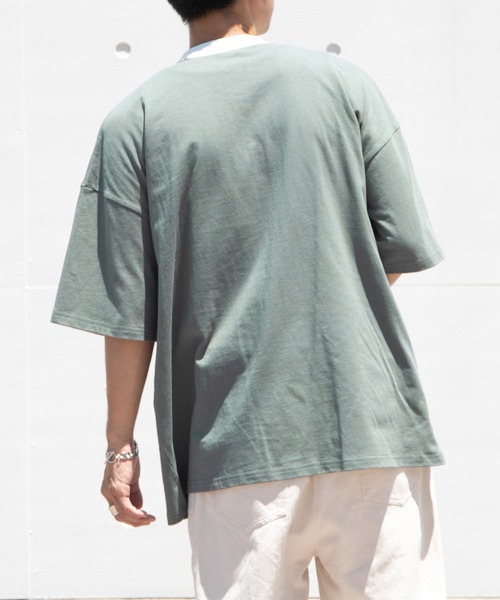 PairPair(ペアペア)の「クレリックバンドカラーT/リンクコーデ対応(ユニセックス)(Tシャツ/カットソー・レディース・ブルーグリーン/スミクロ/ライトベージュ・FREE)」の11枚目の写真