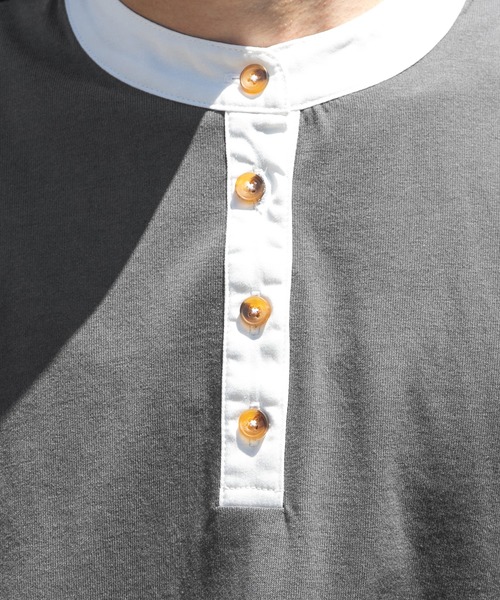PairPair(ペアペア)の「クレリックバンドカラーT/リンクコーデ対応(ユニセックス)(Tシャツ/カットソー・レディース・ブルーグリーン/スミクロ/ライトベージュ・FREE)」の10枚目の写真