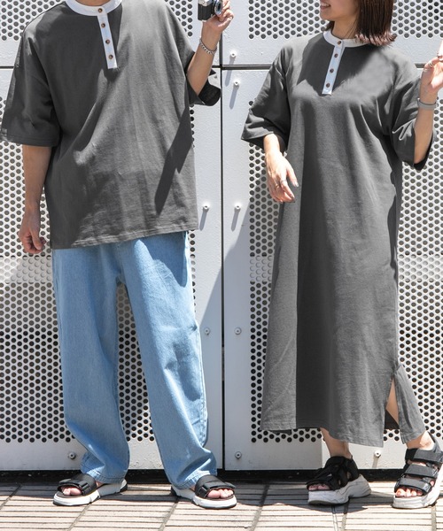 PairPair(ペアペア)の「クレリックバンドカラーT/リンクコーデ対応(ユニセックス)(Tシャツ/カットソー・レディース・ブルーグリーン/スミクロ/ライトベージュ・FREE)」の16枚目の写真