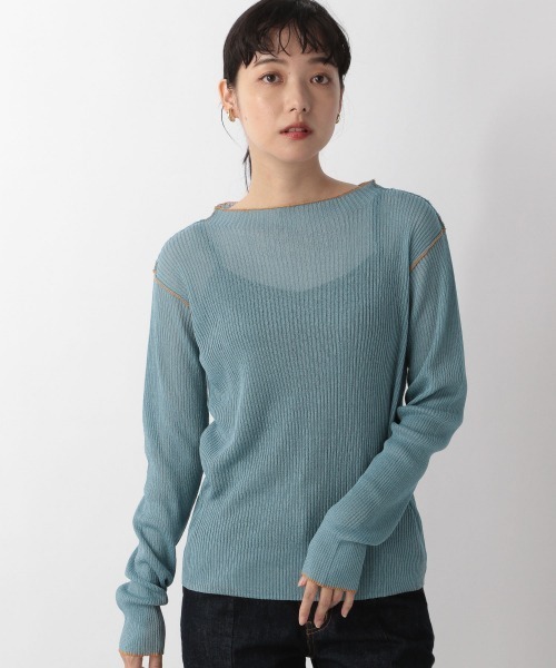 LOWRYS FARM（ローリーズファーム）の「バイカラーシアーボトルネックプルオーバー　219736（Tシャツ/カットソー・レディース・ブラック/ブルー/グリーン/アイボリー・FREE）」の4枚目の写真