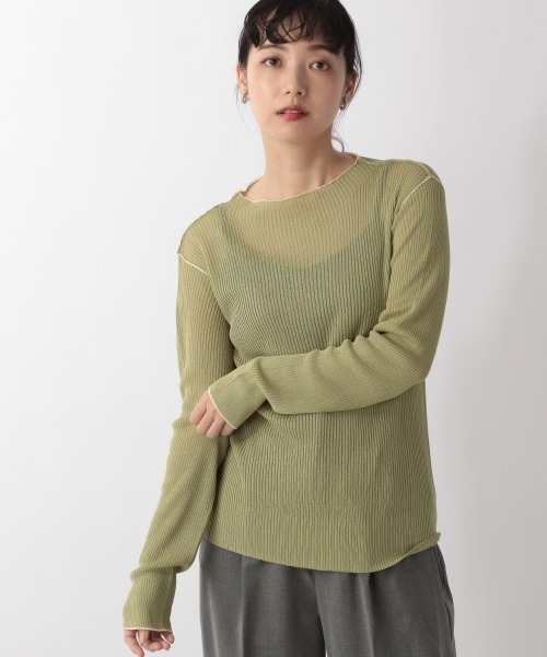 LOWRYS FARM（ローリーズファーム）の「バイカラーシアーボトルネックプルオーバー　219736（Tシャツ/カットソー・レディース・ブラック/ブルー/グリーン/アイボリー・FREE）」の3枚目の写真