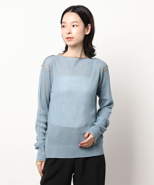 LOWRYS FARM（ローリーズファーム）の「バイカラーシアーボトルネックプルオーバー　219736（Tシャツ/カットソー・レディース・ブラック/ブルー/グリーン/アイボリー・FREE）」の10枚目の写真