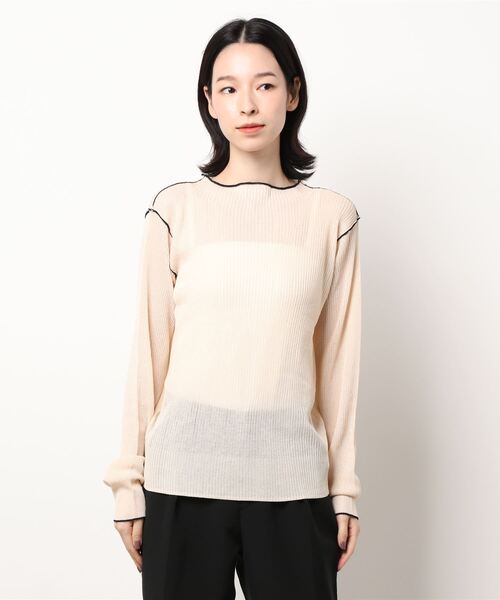 LOWRYS FARM（ローリーズファーム）の「バイカラーシアーボトルネックプルオーバー　219736（Tシャツ/カットソー・レディース・ブラック/ブルー/グリーン/アイボリー・FREE）」の9枚目の写真