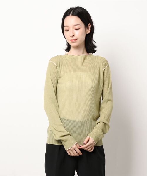 LOWRYS FARM（ローリーズファーム）の「バイカラーシアーボトルネックプルオーバー　219736（Tシャツ/カットソー・レディース・ブラック/ブルー/グリーン/アイボリー・FREE）」の7枚目の写真