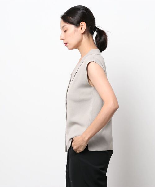 Te chichi（テチチ）の「14Gシャツカラーニット（ニット/セーター・レディース・カーキ/グレー/ブラック・ﾌﾘ-）」の4枚目の写真