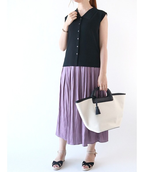 Te chichi（テチチ）の「14Gシャツカラーニット（ニット/セーター・レディース・カーキ/グレー/ブラック・ﾌﾘ-）」の7枚目の写真