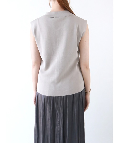 Te chichi（テチチ）の「14Gシャツカラーニット（ニット/セーター・レディース・カーキ/グレー/ブラック・ﾌﾘ-）」の10枚目の写真