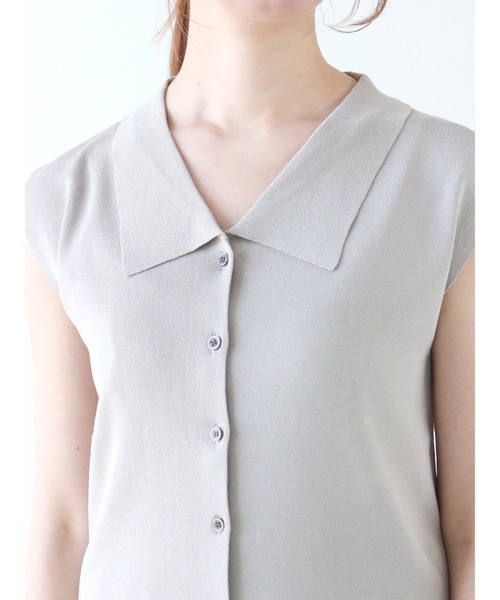 Te chichi（テチチ）の「14Gシャツカラーニット（ニット/セーター・レディース・カーキ/グレー/ブラック・ﾌﾘ-）」の11枚目の写真