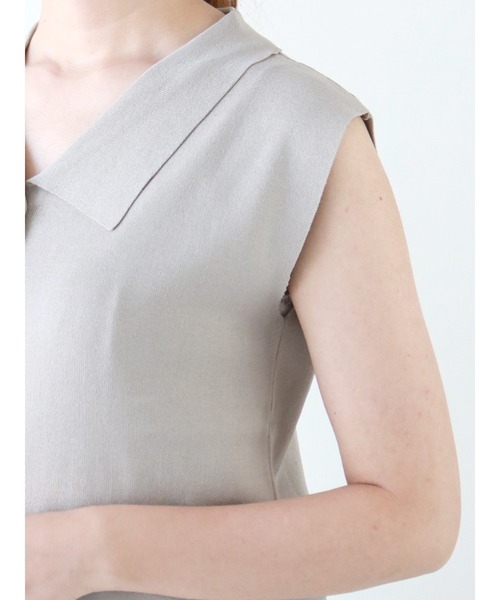 Te chichi（テチチ）の「14Gシャツカラーニット（ニット/セーター・レディース・カーキ/グレー/ブラック・ﾌﾘ-）」の12枚目の写真