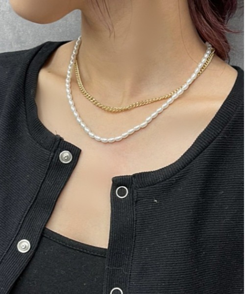 apres jour mignon(アプレジュールミニョン)の「【apresjour mignon×ARIAZ】パールチェーン2連ネックレス(ネックレス・レディース・ゴールド/シルバー・ONESIZE)」の2枚目の写真