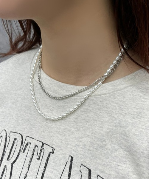 apres jour mignon(アプレジュールミニョン)の「【apresjour mignon×ARIAZ】パールチェーン2連ネックレス(ネックレス・レディース・ゴールド/シルバー・ONESIZE)」の3枚目の写真