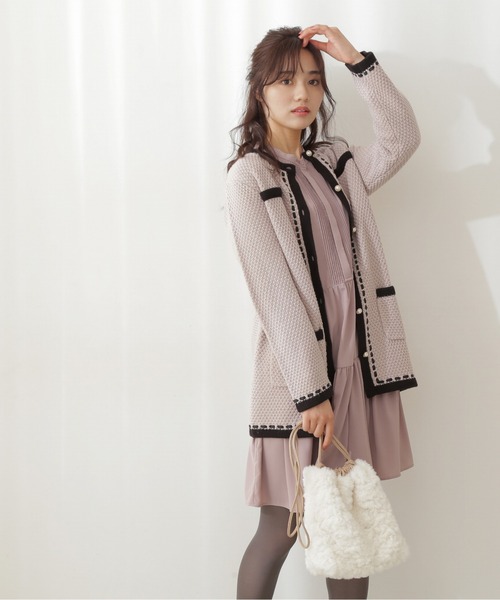 PROPORTION BODY DRESSING(プロポーションボディドレッシング)の「【美人百花10月号 掲載商品】トリミングニットジャケット / 1211250901(ノーカラージャケット・レディース・ベージュ/ホワイト系その他/ブラック・MEDIUM/SMALL)」の8枚目の写真