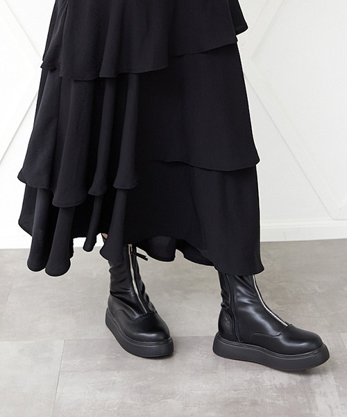 JELLY BEANS（ジェリービーンズ）の「フロントジップ厚底ブーツ(210-321)JELLY BEANS(ジェリービーンズ)（ブーツ・レディース・ブラック/アイボリー・S/M/L）」の10枚目の写真