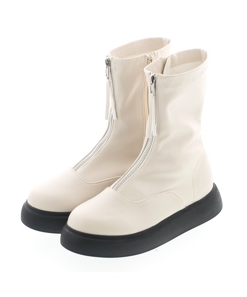 JELLY BEANS（ジェリービーンズ）の「フロントジップ厚底ブーツ(210-321)JELLY BEANS(ジェリービーンズ)（ブーツ・レディース・ブラック/アイボリー・S/M/L）」の8枚目の写真