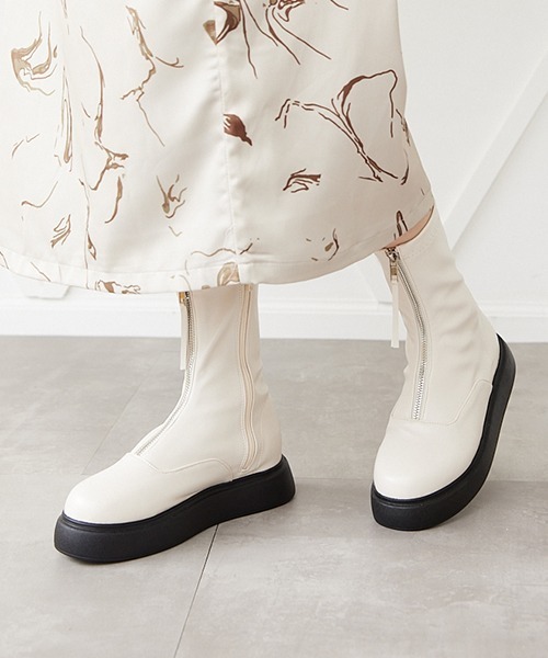 JELLY BEANS（ジェリービーンズ）の「フロントジップ厚底ブーツ(210-321)JELLY BEANS(ジェリービーンズ)（ブーツ・レディース・ブラック/アイボリー・S/M/L）」の12枚目の写真