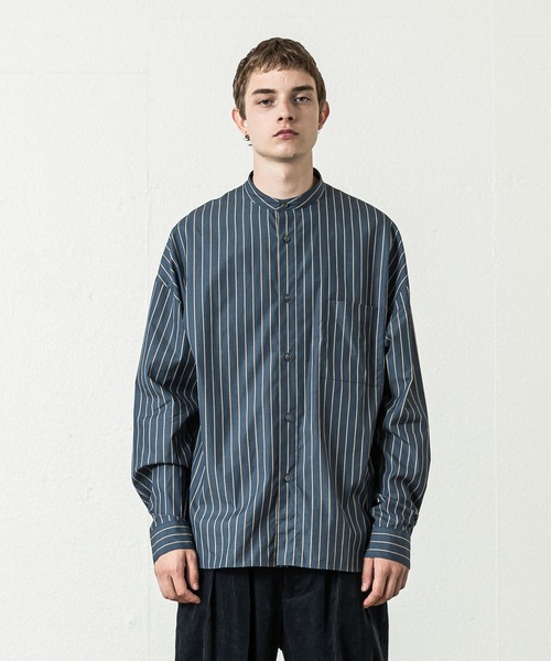 SLICK（スリック）の「ヴィンテージストライプバンドカラードロップショルダーシャツ（シャツ/ブラウス・メンズ・ネイビー/ブラウン・3/2/1）」の15枚目の写真