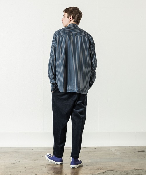 SLICK（スリック）の「ヴィンテージストライプバンドカラードロップショルダーシャツ（シャツ/ブラウス・メンズ・ネイビー/ブラウン・3/2/1）」の12枚目の写真