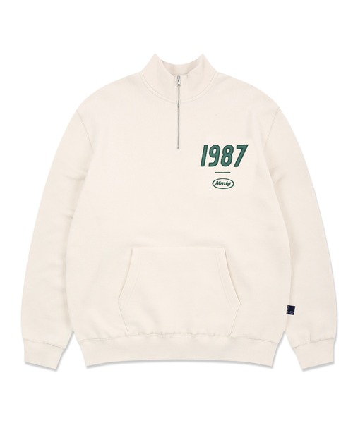 87mm(87mm)の「【87MM / Mmlg】1987 MMLG HALF ZIP SWEAT / パルチムエムエム MMLG 1987 ハーフジップ ロゴ スウェットシャツ / セットアップ対応(スウェット・レディース・グリーン/ナチュラル/ブラック/ブルーグレー・MEDIUM/LARGE/SMALL)」の4枚目の写真