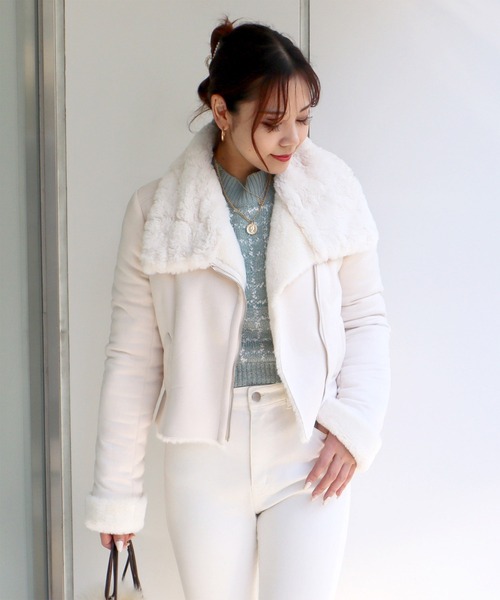 ROYAL PARTY(ロイヤルパーティー)の「フェイクムートンジャケット(その他アウター・レディース・オフホワイト/ブラック/モカ・SMALL/MEDIUM)」の2枚目の写真