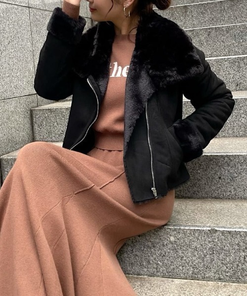 ROYAL PARTY(ロイヤルパーティー)の「フェイクムートンジャケット(その他アウター・レディース・オフホワイト/ブラック/モカ・SMALL/MEDIUM)」の3枚目の写真