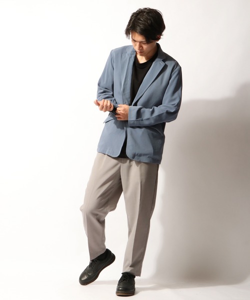 FUNALIVE(ファンアライブ)の「ポリストレッチ ナローテーラードジャケット(テーラードジャケット・メンズ・ブラック/グレイッシュベージュ/カーキ/サックスブルー/チェック・M/L/XL)」の9枚目の写真