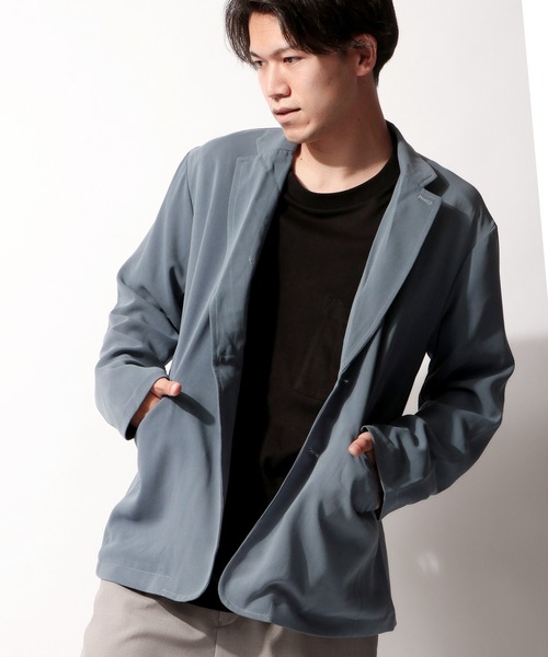 FUNALIVE(ファンアライブ)の「ポリストレッチ ナローテーラードジャケット(テーラードジャケット・メンズ・ブラック/グレイッシュベージュ/カーキ/サックスブルー/チェック・M/L/XL)」の12枚目の写真