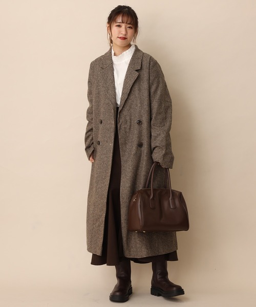 one after another NICE CLAUP（ワンアフターアナザーナイスクラップ）の「コスパ最強　ロングチェスターコート（チェスターコート・レディース・アイボリー/ラベンダー/その他1/ブラウン/グリーン・M/S）」の19枚目の写真